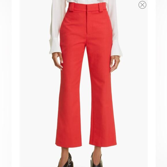A.L.C. Pants - A.L.C. Pleat-front Straight Leg High Rise Straight Leg Pants in Ruby Red